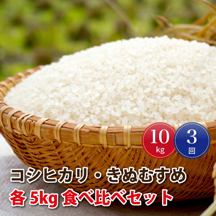 [定期便-3ヶ月連続お届け]令和5年産!邑南町産コシヒカリ・きぬむすめ食べ比べセット10kg