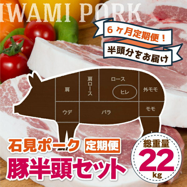 【ふるさと納税】【6ヶ月定期便】豚肉 石見ポーク 豚半頭セット　総重量22kg！