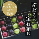 名称 『ぶどうの宝石箱B』(3品種)【2024年9月より順次発送/ふるさと納税限定/数量限定】 保存方法 常温 発送時期 2024-09-01～2024-09-25 提供元 株式会社津和野メロンパーク 配達外のエリア 離島 お礼品の特徴 【3品種を美しく並べたふるさと納税限定『ぶどうの宝石箱B』】 津和野『メロンパーク』の人気ぶどう、シャインマスカット・クインニーナ・ピオーネから、それぞれの糖度、大きさ、色ツヤ、形状が高級の粒を厳選。味も彩りも異なる3品種を6粒ずつ、計18粒を小箱に並べた『ぶどうの宝石箱』がふるさと納税限定品として新登場! 至極の果粒には数に限りがあるため、数量限定となります。 箱を開けた瞬間のサプライズ感、色鮮やかな大粒ぶどうの新鮮な香りと感動的な美しさ、弾ける瑞々しさと深い甘さをギュッと小箱に詰めました。ジュエリーのように煌めく果実は、大切な方への贈り物にぴったり。間違いなく喜んでいただける逸品です。 ●シャインマスカット(薄黄緑色) 酸味は低め。薄い皮ごと食べられ、パリッと小気味よい歯応え。噛んだ瞬間口中に広がる甘い果汁とマスカットの芳醇な香りも人気の秘密。 ●クインニーナ(鮮紅色) 他のぶどうを凌ぐ粒の大きさと糖度の高さ、酸味の低さを誇る珍しい品種。歯切れのよい引き締まった果肉で、瑞々しい果汁が豊富。 ●ピオーネ(黒色) 爽やかな酸味と上品な甘さが絶妙なバランス。ふっくらと弾力のある黒真珠のような丸粒には濃厚な果汁がたっぷり。詰まった果肉は食べ応えも充分。 選りすぐりの上質な粒を美しく箱に並べて発送します。ぶどうは2mmほど軸を残すため果汁が漏れることはありません。粒がマスの中で動いてしまわない特殊構造の箱を使用。 お礼品が届き次第ご確認いただき、速やかに冷蔵庫の野菜室へ。フレッシュな食べ頃をお届けします。お早めにお召し上がりください。 ■生産者の声 メロン農園でぶどう栽培を始めて10年近くが経ちました。試行錯誤の末、今では樹木が丈夫に育ち、収量も安定。多くの方々に喜んでいただける美味しいぶどうが収穫できるように。 この丹精込めて育てたぶどうを一房ずつ提供するだけでなく、違った形でお届けしたい、笑顔で喜んでいただきたい……、と思いを巡らし誕生したのが、3品種を一度に楽しめる『ぶどうの宝石箱』。ぶどうを育てるなかで出会う、とりわけ美しい至極のひと粒を選分け、小箱に並べました。 ジュエリーのように愛でながら大切に味わっていただけたら幸いです。ぜひご贈答として、またご自身へのご褒美としてお役立てください。 ■お礼品の内容について ・シャインマスカット粒、クイーンニーナ粒、ピオーネ粒[各6粒・合計18粒] 　　原産地:島根県津和野町 　　賞味期限:出荷日+5日 ■注意事項/その他 ※到着後は1度中身をご確認いただき、冷蔵庫の野菜室に保管をお願いします。 ※期限に関わらずお早めにお召し上がりください。 ※天候により発送時期が前後する可能性がございます。予めご了承ください。 ・ふるさと納税よくある質問はこちら ・寄附申込みのキャンセル、返礼品の変更・返品はできません。あらかじめご了承ください。このお礼品は以下の地域にはお届けできません。 ご注意ください。 離島