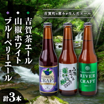 クラフトビール各種セット(ブルーベリーエール・山椒ホワイト・吉賀茶エール)[配送不可地域:離島]