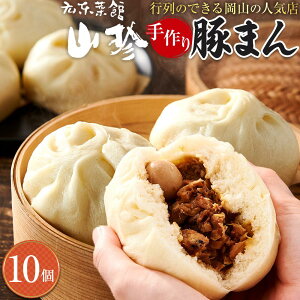 【ふるさと納税】岡山の山珍(さんちん) 豚まん 10個入 行列のできる岡山の人気手作り豚まん【配達不可:北海道・沖縄・離島】 | 肉まん 豚まん 豚 肉 お取り寄せ 取り寄せ お取り寄せグルメ 岡山県 岡山市 岡山 ご当地 特産品 手作り 人気 おすすめ グルメ 送料無料 セット