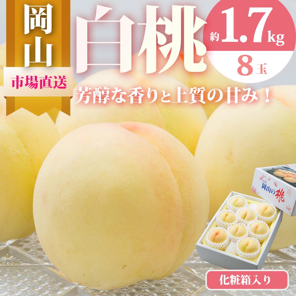 【ふるさと納税】桃 2025年 先行予約 岡山 白桃 8玉(合計1.7kg以上)化粧箱入り もも モモ 岡山県産 国産 フルーツ 果物 ギフト | もも フルーツ 果物 くだもの 食品 人気 おすすめ 送料無料