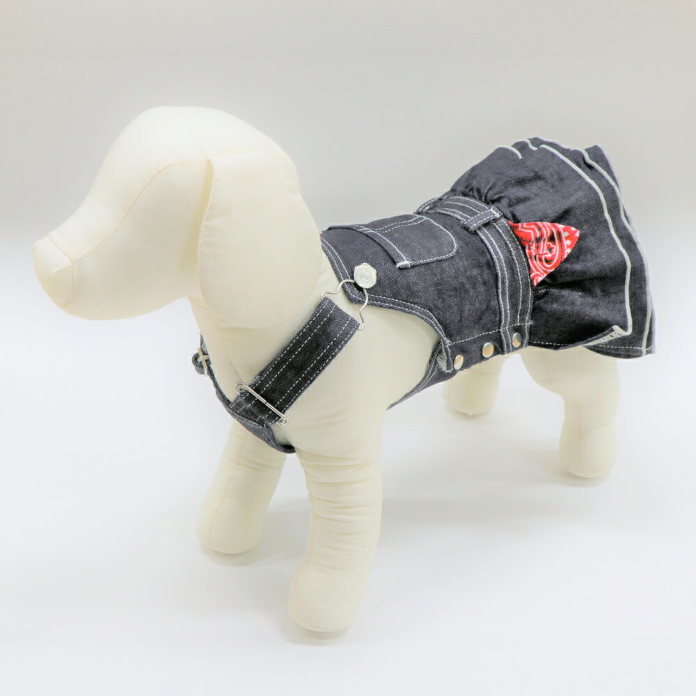 【ふるさと納税】OWデニワンピース（ワンウォッシュ・愛犬用ワン ピース）　雑貨・日用品・愛犬用・服・ワンピース・除菌オゾン加工・清潔・安心・犬・デニム・ストレッチ