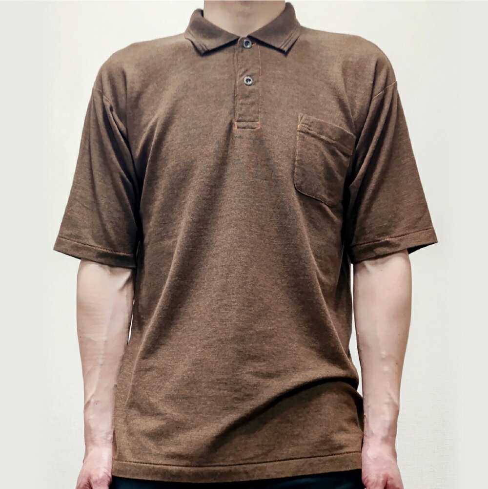 【ふるさと納税】倉敷染 272SD 半袖ポロシャツ 昇り鯉 刺繍調 プリント入 ブラウン＜選べるサイズ＞Mサイズ / Lサイズ / LLサイズ　 メンズ トップス ファッション メンズファッション 半袖 ポロシャツ 刺繍 プリント 茶色 岡山県 倉敷市 送料無料