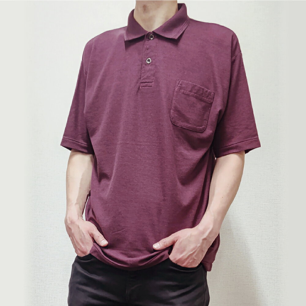 【ふるさと納税】倉敷染 272SD 半袖ポロシャツ 昇り鯉 刺繍調プリント入 エンジ＜選べるサイズ＞Mサイズ / Lサイズ / LLサイズ　 メンズ トップス ファッション メンズファッション 半袖 ポロシャツ 刺繍 プリント 臙脂 岡山県 倉敷市 送料無料