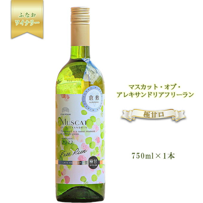 【ふるさと納税】ふなおワイナリー マスカット・オブ・アレキサンドリアフリーラン【極甘口】750ml×1本　【白ワイン・お酒・白ワイン・極甘口・ワイン・アルコール】