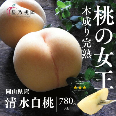 【ふるさと納税】【清水白桃】岡山県産 三つ星 星乃桃園 780g (3玉)【配送不可地域：離島】【1614286】