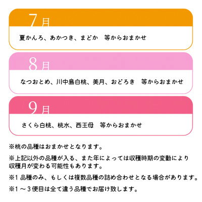 【ふるさと納税】【発送月固定定期便】桃好きの為の、桃3回便!(家庭用5-7玉入)(岡山県産)全3回【配送不可地域：離島】【4061982】
