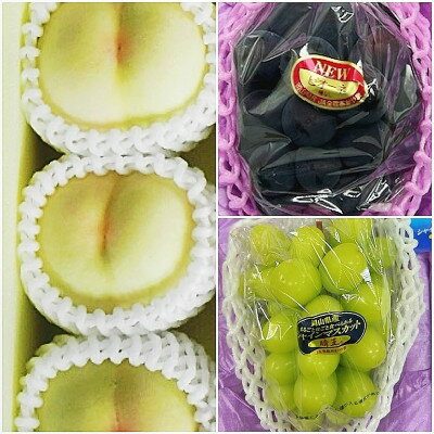 【ふるさと納税】【発送月固定定期便】岡山県産 フルーツ定期便〈お一人様向け〉全3回_ シャインマスカット 桃 白桃 ニューピオーネ もも ぶどう 葡萄 ブドウ 果物 くだもの フルーツ 定期便 岡山県 津山市 産直 送料無料 【配送不可地域：離島・北海道・沖縄県】【4066370】