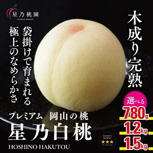 【ふるさと納税】【星乃白桃】岡山県の桃園からお届け三つ星の桃1.2kg(4~5玉)/1.5kg(5~6玉)/780g_ 桃 白桃 清水白桃 岡山県産 もも 甘い 果物 くだもの フルーツ 岡山県 津山市 人気 おすすめ 送料無料 贈答 ギフト 【配送不可地域:離島・北海道・沖縄県】【G1614276】