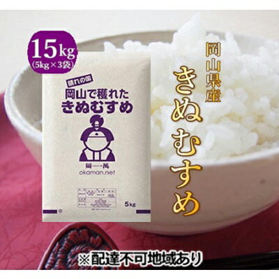 【ふるさと納税】令和5年産 きぬむすめ 15kg (5kg×3袋) 岡山県産 精米 お米　【米 きぬむすめ お米 15kg】　お届け：2024年5月31日まで （1ヵ月以内でお届けします）