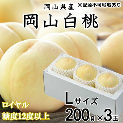 27位! 口コミ数「1件」評価「1」桃 2024年 先行予約 岡山 白桃 ロイヤル 3玉×約200g（Lサイズ） JA おかやま のもも（早生種・中生種） もも モモ 岡山県産･･･ 