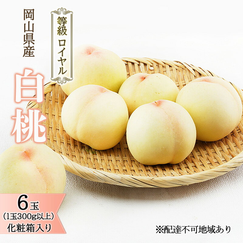 【ふるさと納税】桃 2025年 先行予約 白桃 6玉(1玉300g以上)等級: ロイヤル 化粧箱入り もも モモ 岡山県産 国産 フルーツ 果物 ギフト 最高等級品 糖度12.0度以上 芳潤な香り贈答用 果汁滴る お届け:2025年7月上旬~2025年8月中旬
