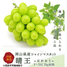 【ふるさと納税】ぶどう 2024年 先行予約 シャイン マスカット 晴王 3～5房 2kg前後 （8月上旬～9月下旬発送分） ブドウ 葡萄 岡山県産 国産 フルーツ 果物 ギフト　【 果物 フルーツ 岡山のブドウ デザート 食べ物 国産 日本産 】　お届け：2024年8月上旬～2024年9月下旬