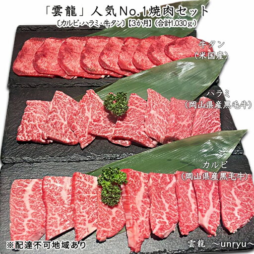 【ふるさと納税】定期便 3ヶ月 人気 焼肉 セット 各回合計約1,030g カルビ ハラミ 牛タン【雲龍焼肉たれ付】 雲龍 岡山県産 肉 お肉 牛肉 和牛 牛カルビ 牛ハラミ 1030g 焼肉セット 焼き肉 3回 お楽しみ 【ふるさと納税】定期便 3ヶ月 人気 焼肉 セット 各回合計約1,030g カルビ ハラミ 牛タン【雲龍焼肉たれ付】 雲龍 岡山県産 肉 お肉 牛肉 和牛 牛カルビ 牛ハラミ 1030g 焼肉セット 焼き肉 3回 お楽しみ