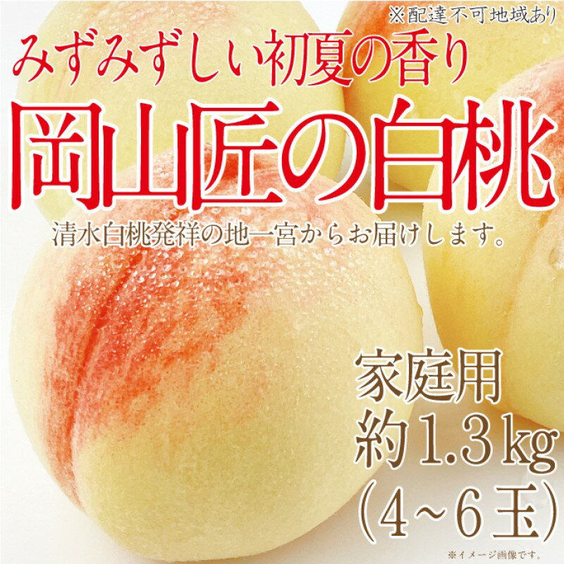 もも 2025年 先行予約 岡山匠の白桃 約1.3kg 4〜6玉 犬塚農園 岡山県産 清水白桃 桃 モモ 家庭用 初夏 みずみずしい お届け:2025年6月25日〜2025年8月14日