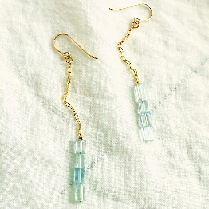 【ふるさと納税】ピアス ice blue K14gf ロング チェーン