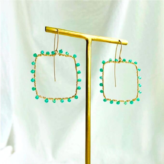 【ふるさと納税】ロング フックピアス Mint frame K14gf