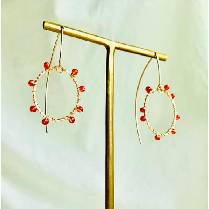 【ふるさと納税】ロング フック ピアス Salmon roe イクラちゃん K14gf