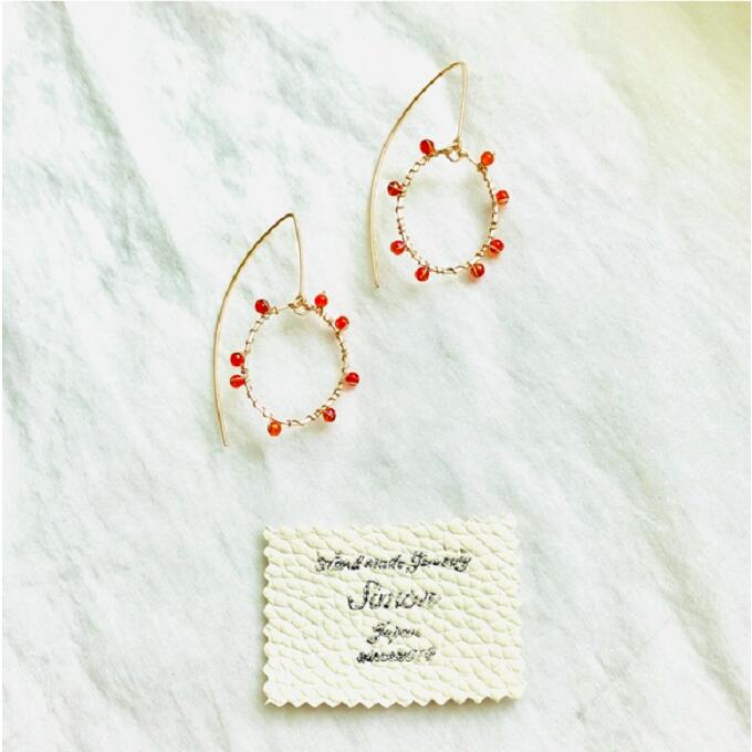 【ふるさと納税】ロング フック ピアス Salmon roe イクラちゃん K14gf