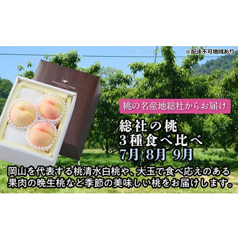 [2026年度発送]総社の桃 3種 食べ比べ 3回 お届け 定期便 (7月・8月・9月) もも モモ 岡山県産 国産 フルーツ 果物 お届け:2026年7月中旬〜2026年9月中旬