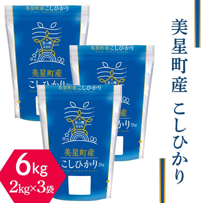 【ふるさと納税】米 令和5年 2kg×3袋 小分け 白米 コシヒカリ 真空 保存 保管に便利 窒素 包装 精米 長持ち SDGs 美星町産こしひかり6kg（2kg×3袋）