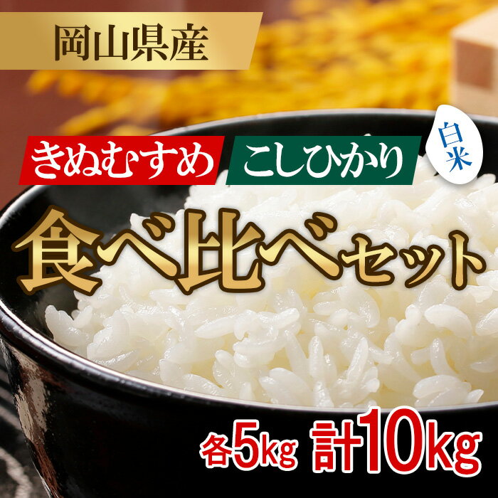 【ふるさと納税】米 精米 お米 ライス ご飯 御飯 ごはん 10kg 5kg×2袋 2025年産 食べ比べ コシヒカリ こしひかり キヌムスメ きぬむすめ 産地直送 お米 食べ比べセット 10kg（コシヒカリ・きぬむすめ）井原市美星町産(令和7年産)のサムネイル