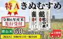 ☆期間・数量限定で申込みを受付します。予定数量に達し次第受付を終了します。 自然豊かできれいな水資源あふれる総社市で育ったおいしいお米「そうじゃのお米」。 ご好評いただいております「きぬむすめ」をお届けします。 ［提供：そうじゃ地食べ公社（総社市地頭片山）］ ※1回の配送につき10kg（精白米5kg×2袋）を6回お送りします。 【配送月】令和6年12月・R7年2・4・6・8・10月配送 （配送日時につきましてはご指定いただけませんので、ご了承ください） 商品説明 名称 精白米 産地 岡山県総社市 品種 総社市産きぬむすめ 産年 令和6年産 使用割合 単一原料米 内容量 60kg〔10kg（精白米5kg×2袋）×6回〕 精米年月日 別途商品に記載 ※ふるさと納税よくある質問はこちら ※寄付申込みのキャンセル、返礼品の変更・返品はできません。あらかじめご了承ください。寄付金の用途について 1.市政全般 2.福祉全般 3.歴史・文化全般 4.環境全般 その他、19の個別事業 受領証明書及びワンストップ特例申請書のお届けについて 入金確認後、注文内容確認画面の【注文者情報】に記載の住所にお送りいたします。 発送の時期は、寄付確認後1週間以内に、お礼の特産品とは別にお送りいたします。 岡山県総社市について 総社市は、その中央部に高梁川が流れ、豊かな自然環境が残る、水とみどりあふれるまちです。また、鬼ノ城をはじめ備中国分寺などの歴史遺産も数多く残っています。現在、総社市では「子育て王国そうじゃ」として子育て支援にも積極的に取り組んでいます。 こうした総社市に対し、「ふるさと総社を良くしたい」、「ふるさと総社を応援したい」という皆さんを「ふるさと総社応援団」として募集しています。そして、皆さんのそういった思いを寄付金という形で実現していただければと考えています。ぜひとも、「ふるさと総社応援団」として、皆さんの思いを総社市にお願いします。