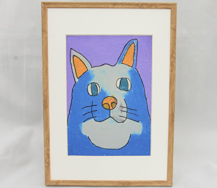 障がい者支援 スズキタカヒロ あおのねこ アート 絵画 ミニ絵画 インテリア