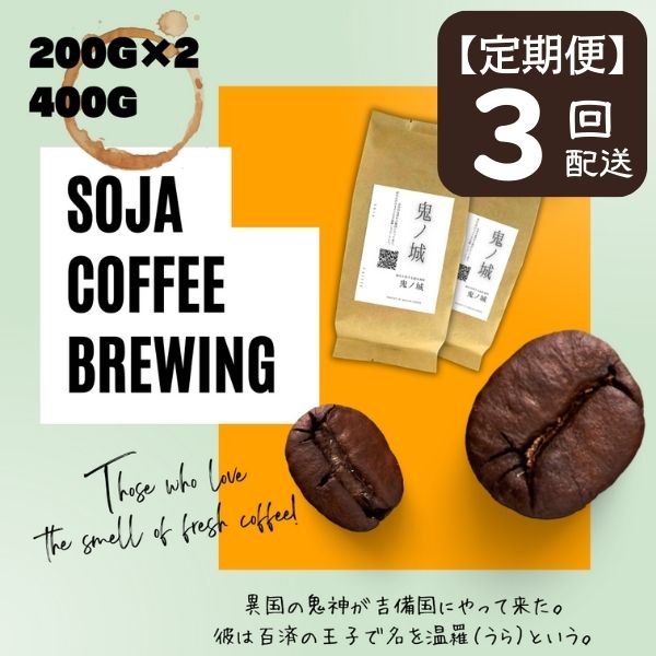 16位! 口コミ数「0件」評価「0」総社珈琲 400g 鬼ノ城編 コーヒー 珈琲 コーヒー豆 珈琲豆 コーヒー粉 粉 定期便 3回【ドリップレシピ付き】【 自家焙煎 飲料類 飲･･･ 