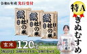 【ふるさと納税】米 定期便 先行予約 特A きぬむすめ 毎月 令和6年産 玄米 120kg （15kg×8回） 岡山県産 総社産米