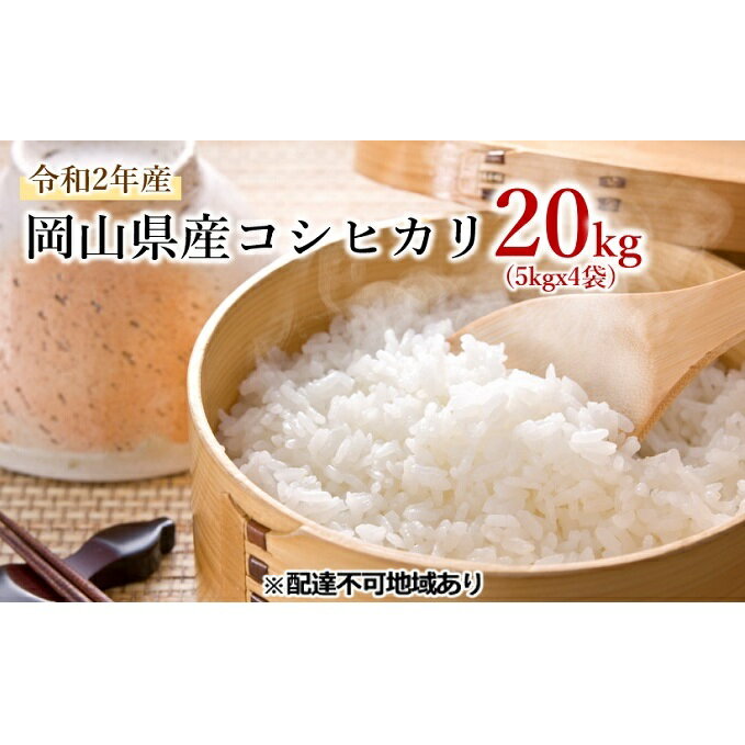 【ふるさと納税】令和2年産 岡山県産 コシヒカリ 20kg（5kg×4袋）　【お米・コシヒカリ・20kg】　お届け：納品は1ヶ月前後かかる場合がございます。