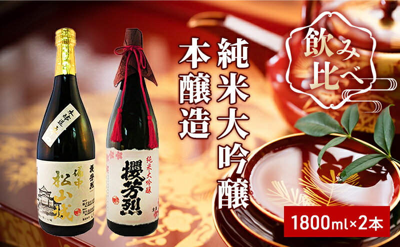 【ふるさと納税】純米大吟醸「櫻芳烈」と本醸造「備中松山城」（1，800ml×2本）　【日本酒】