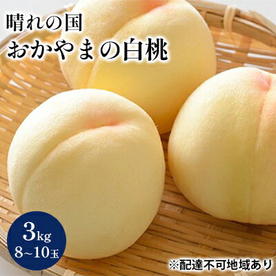 桃 2024年 先行予約 晴れの国 おかやま の 白桃 3kg 8玉～10玉 もも モモ 岡山県産 国産 フルーツ 果物 ギフト　【果物・もも・桃・フルーツ・モモ・果肉】　お届け：2024年7月中旬～2024年8月中旬