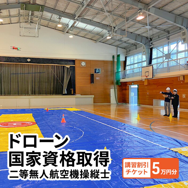 【ふるさと納税】体験 チケット ドローン 国家資格取得 【二等無人航空機操縦士】 講習 割引チケット 5万円分 岡山