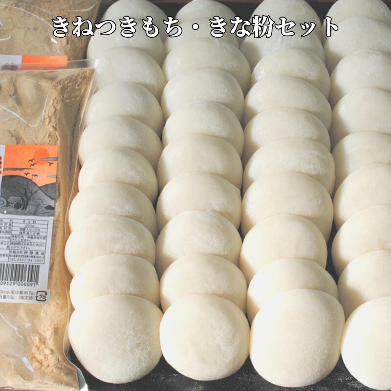 きねつきもち 杵つき餅 48個(6個入×8パック) 釜炒り無添加きな粉200g×2袋