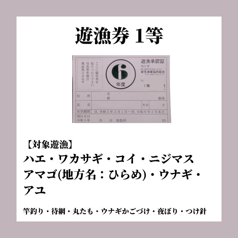 【ふるさと納税】岡山県 新見市内 新見地域 遊漁券 遊漁承認証 入漁券 年間 1等 2等 3等 アマゴ ニジマス アユ ハエ ワカサギ コイ ウナギ 竿釣り 待網 丸たも ウナギかごづけ 夜ぼり つけ針