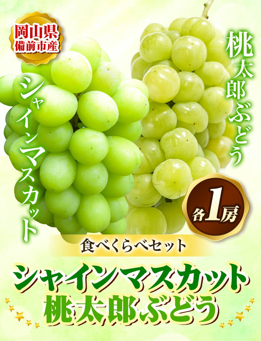 【ふるさと納税】ぶどう【2024年発送】岡山県備前市産 樹上完熟 シャインマスカット・桃太郎ぶどう 2種セット 各1房 選べる栽培方法 露地栽培 ハウス栽培 フルーツパークびぜん《8月上旬-9月下旬頃出荷》岡山県 備前市 樹上完熟 食べ比べ 葡萄 フルーツ 果物