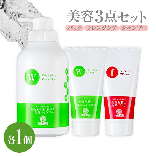 美容 備前産 粘土 ワーキーズ 美容 3点 セット 洗顔パック クレンジング洗顔 全身シャンプー 各1個 株式会社 天満屋[30日以内に出荷予定(土日祝除く]岡山県 備前市 備前産粘土 カオリン 送料無料