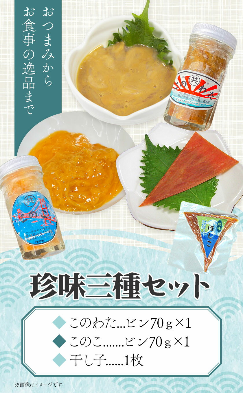 【ふるさと納税】このわた・このこ・干し子セット備前海産有限会社《30日以内に出荷予定(土日祝除く》岡山県 備前市 珍味 おつまみ 3種