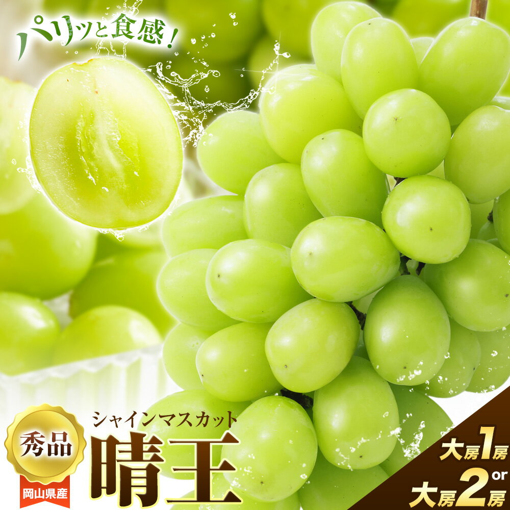 Rakuten - 【ふるさと納税】【2026年発送】ぶどう 岡山県産 【秀品】シャインマスカット晴王 大房 選べる内容量 1房(800g前後) 2房(約1.4kg) 梅木商店《9月-10月末頃出荷》岡山県 備前市 ぶどう 葡萄