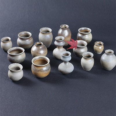 寒風須恵器 小一輪生 いろいろ5点セット(三浦裕二:作) 工芸品 インテリア