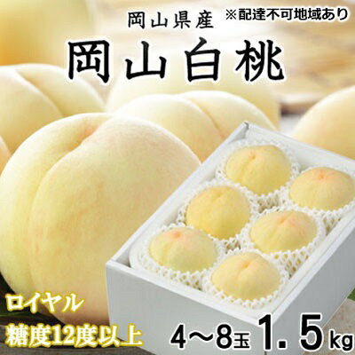 【ふるさと納税】桃 2025年 先行予約 岡山 白桃 ロイヤル 4～8玉 約1.5kg JAおかやまのもも（早生種・中生種） もも モモ 岡山県産 国産 フルーツ 果物 ギフト 　お届け：2025年7月上旬～2025年8月中旬
