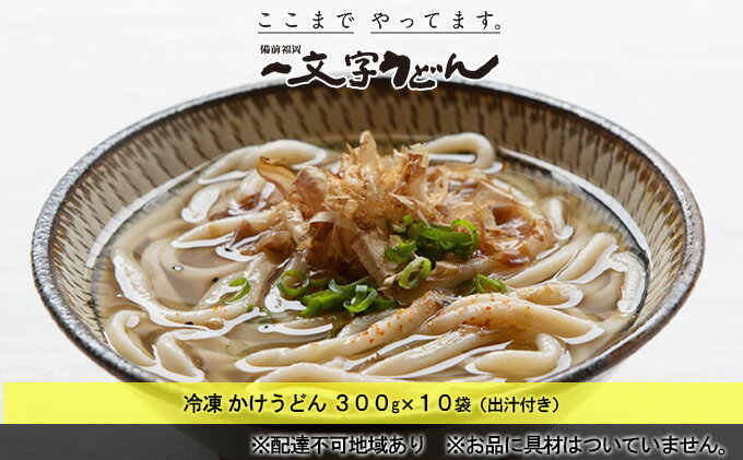 【ふるさと納税】冷凍 かけ うどん 300g×10袋（出汁300g×10袋つき）備前福岡 一文字うどん　【 麺類 小麦製品 時短 簡単 調理 お昼 夕飯 ランチ 休日 挽きたて 小麦粉 ストレート 出汁セット 鍋 しめ 】