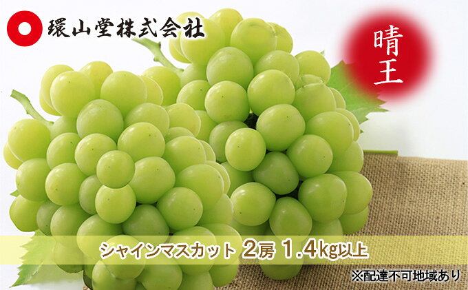 【ふるさと納税】ぶどう 2026年 先行予約 シャイン マスカット 晴王 2房 合計1.4kg以上 マスカット ブドウ 葡萄 岡山県産 国産 フルーツ 果物 ギフト 環山堂 大粒 種無し 甘い 香り 皮ごと 高糖度 贈り物 　お届け：2026年9月上旬～2026年10月上旬