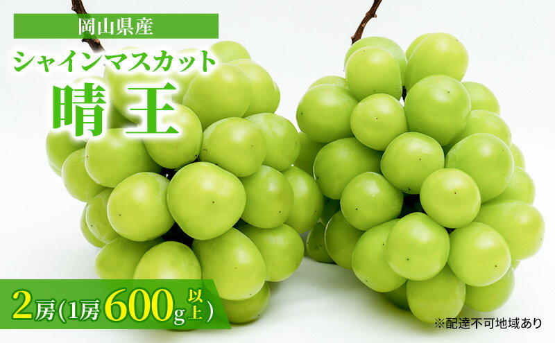 【ふるさと納税】ぶどう 2024年 先行予約 シャイン マスカット 晴王 2房 （1房 600g以上） 化粧箱入り マスカット ブドウ 葡萄 岡山県産 国産 フルーツ 果物 ギフト　【 フルーツ 果物 高級ぶどう 大粒 種なし 贈答品 岡山県産 】　お届け：2024年8月下旬～2024年10月中旬