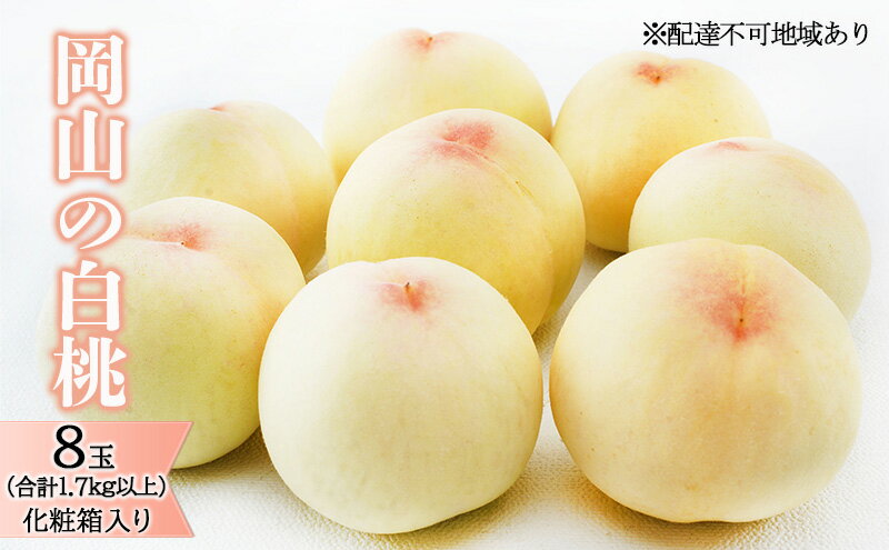 【ふるさと納税】桃 2025年 先行予約 岡山 の 白桃 8玉（合計1.7kg以上）化粧箱入り もも モモ 岡山県産 国産 フルーツ 果物 ギフト デザート 上品な甘み とろける 産地直送 　お届け：2025年7月上旬～2025年8月上旬