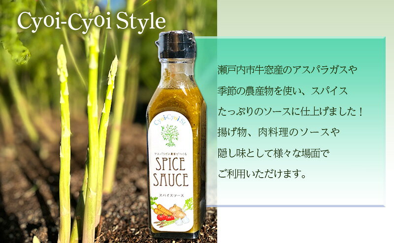 【ふるさと納税】アスパラガス スパイスソース 3本(1本あたり200ml) 調味料 ソース ウスターソース スパイスたっぷり 揚げ物 肉料理 味付け 揚げ物のソース 肉料理のソース f332127-setouchi-10001269 岡山県瀬戸内市 サンプル画像3