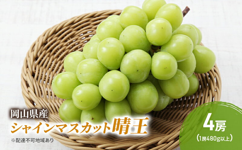 【ふるさと納税】ぶどう 2026年 先行予約 シャインマスカット 晴王 4房 (1房480g以上) ブドウ 葡萄 岡山県産 国産 フルーツ 果物 ギフト　お届け：2026年8月下旬～2026年10月下旬