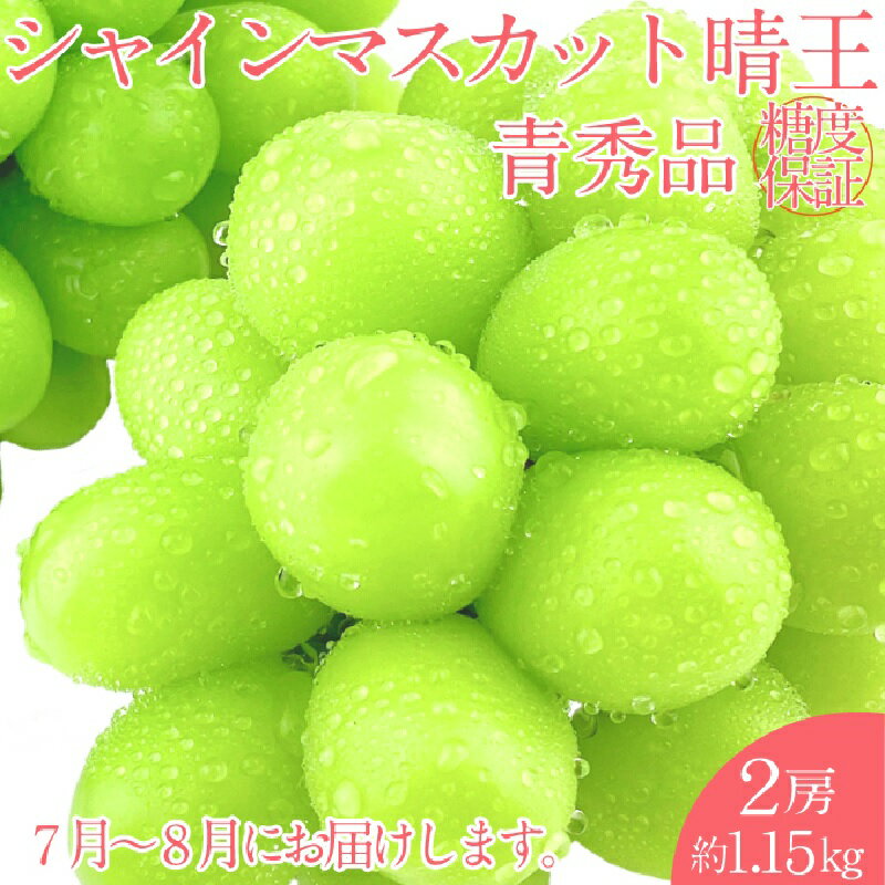 【ふるさと納税】【2025年 予約受付中】 シャインマスカット 晴王 2房約1.15kg 7月～8月出荷/ 岡山県産 種無し 皮ごと食べる みずみずしい フレッシュ 晴れの国 おかやま 果物大国 彩美菜果　お届け：2025年7月中旬～2025年8月下旬